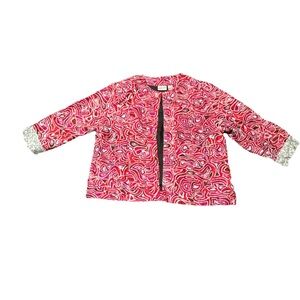 Chico’s Women’s 3 100% Silk Cardigan Jacket Sparkling Colorful Classic Style NWT